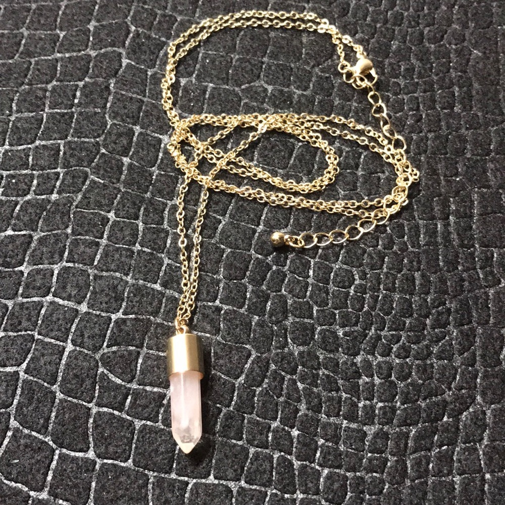 Pink & Clear Swirled Stone Necklace